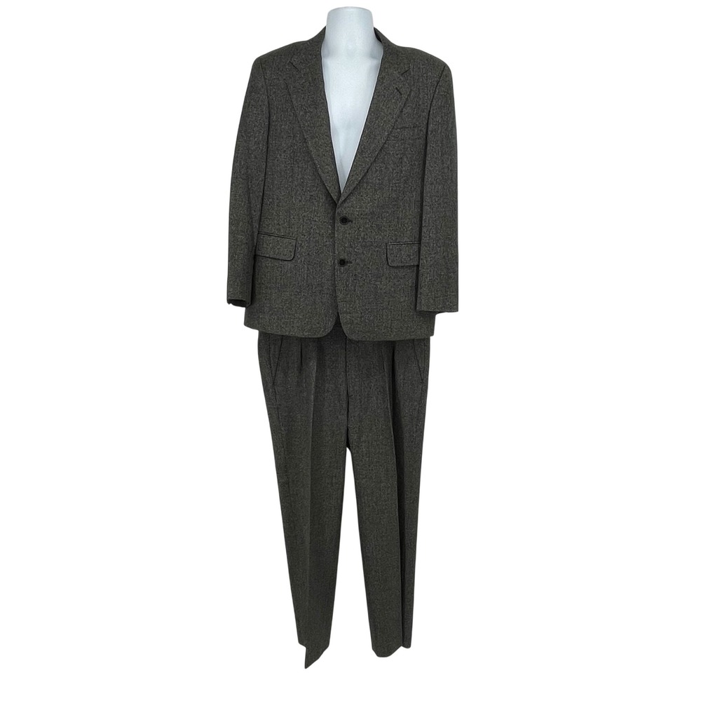 Jones New York‎ Mens Wool Suit Gray Two Piece Blazer Trousers Set